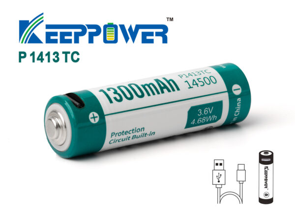 Keeppower-P1413TC-14500-Li-Ionen-Akku-3-6V-3-7V-1300mAh-USB-C KEEPPOWER 14500/1300mah USB-C